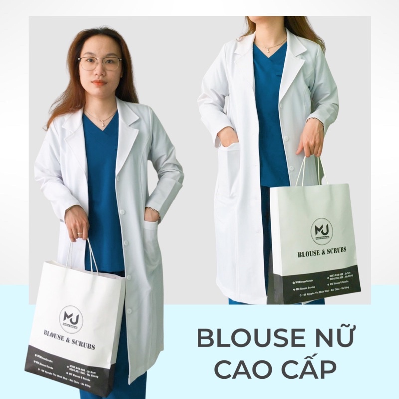 Áo Blouse (Blue) dành cho Bác Sĩ( NAM-NỮ ) Uy Tín CHẤT LIỆU KAKI LỤA CAO CẤP - Thương hiệu MU BLOUSE & SCRUBS