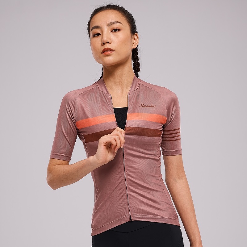 Santic Áo Thi Đấu Đạp Xe Áo Đạp Đường Trường Có Khóa Kéo Toàn Bộ Tay Ngắn Cho Nữ Áo Thi Đấu Nữ Xe Đạp Leo Núi Mùa Hè Chống Trượt WL1C02170