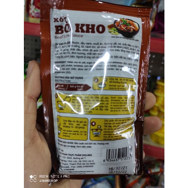 Xốt bò kho Cholimex gói 90g (chay mặn đều dùng được)