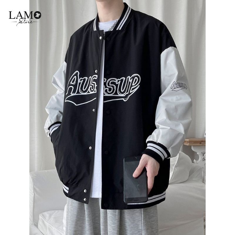 Áo Khoác  Bomber Kiểu Nam Nữ In Chữ AUSSUP Thời Trang Unisex(VBB mới)