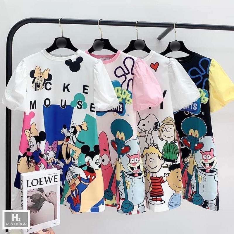 Váy bé gái - váy hè họa tiết hoạt hình vui nhộn cho bé diện hè