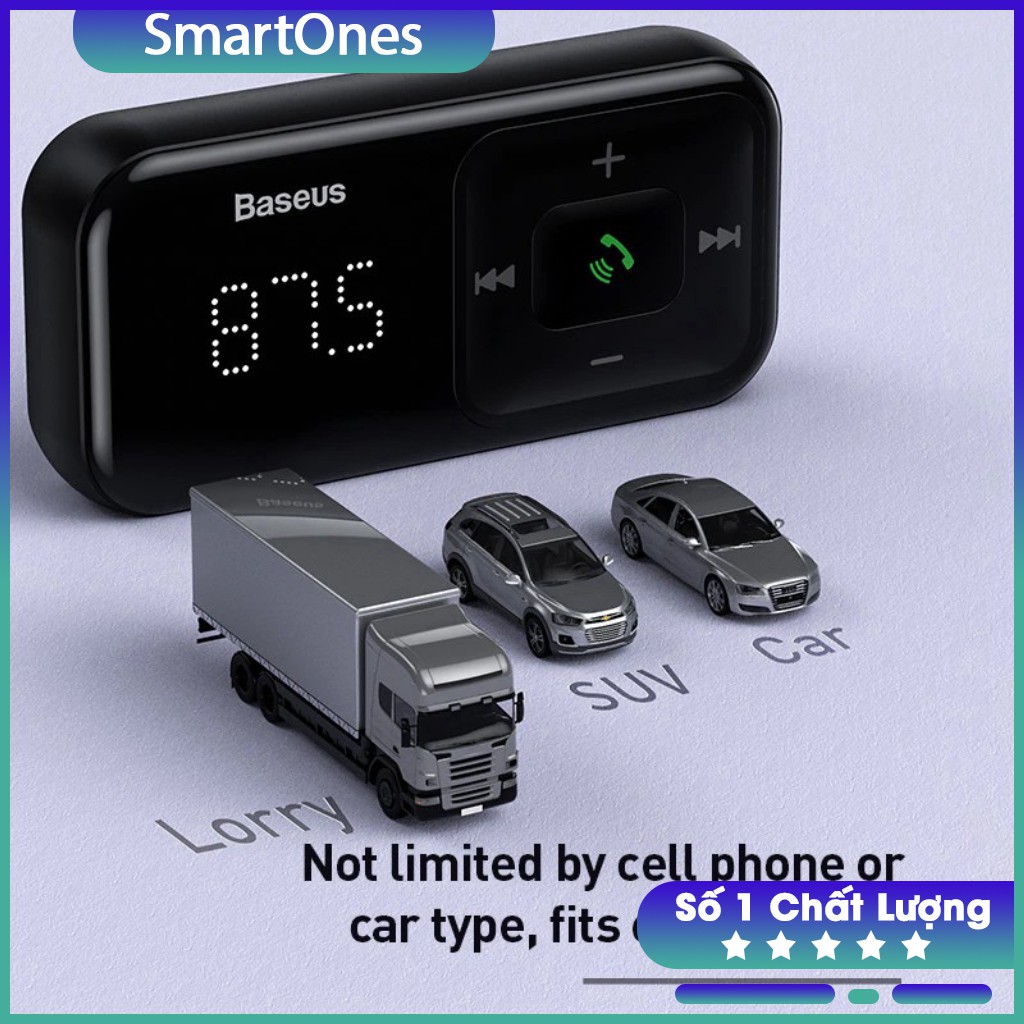 Tẩu sạc ô tô Baseus S16 Bluetooth V5.0 tích hợp FM MP3, đọc thẻ nhớ TF công suất sạc 15W ( Max ) cho iPhone Samsung..