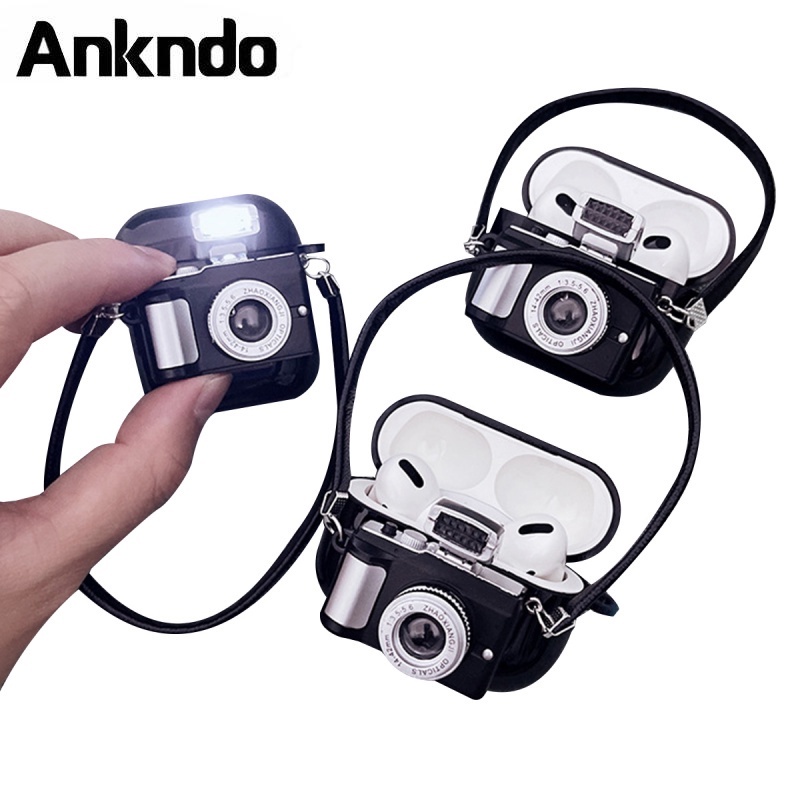 Vỏ bảo vệ hộp đựng tai nghe Ankndo bằng silicon cho Airpods 1/2 tích hợp móc khóa tiện dụng