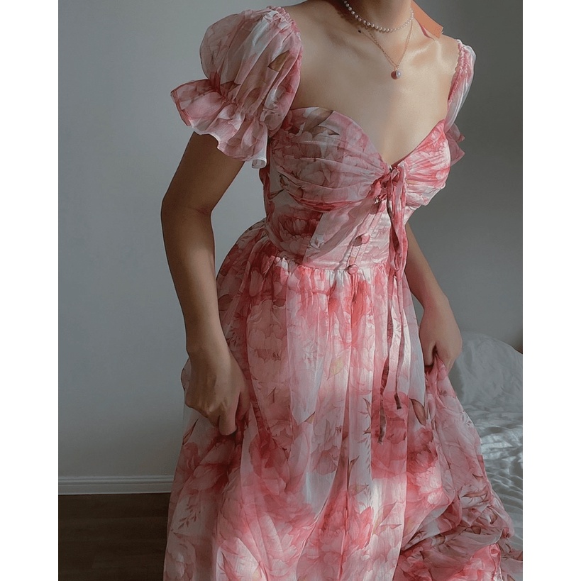 (HCM) ĐẦM VOAN HOA DỰ TIỆC SANG TRỌNG TÔN DÁNG , THỜI TRANG LỊCH THIỆP QUÝ PHÁI CHO CÁC NÀNG KME STORE