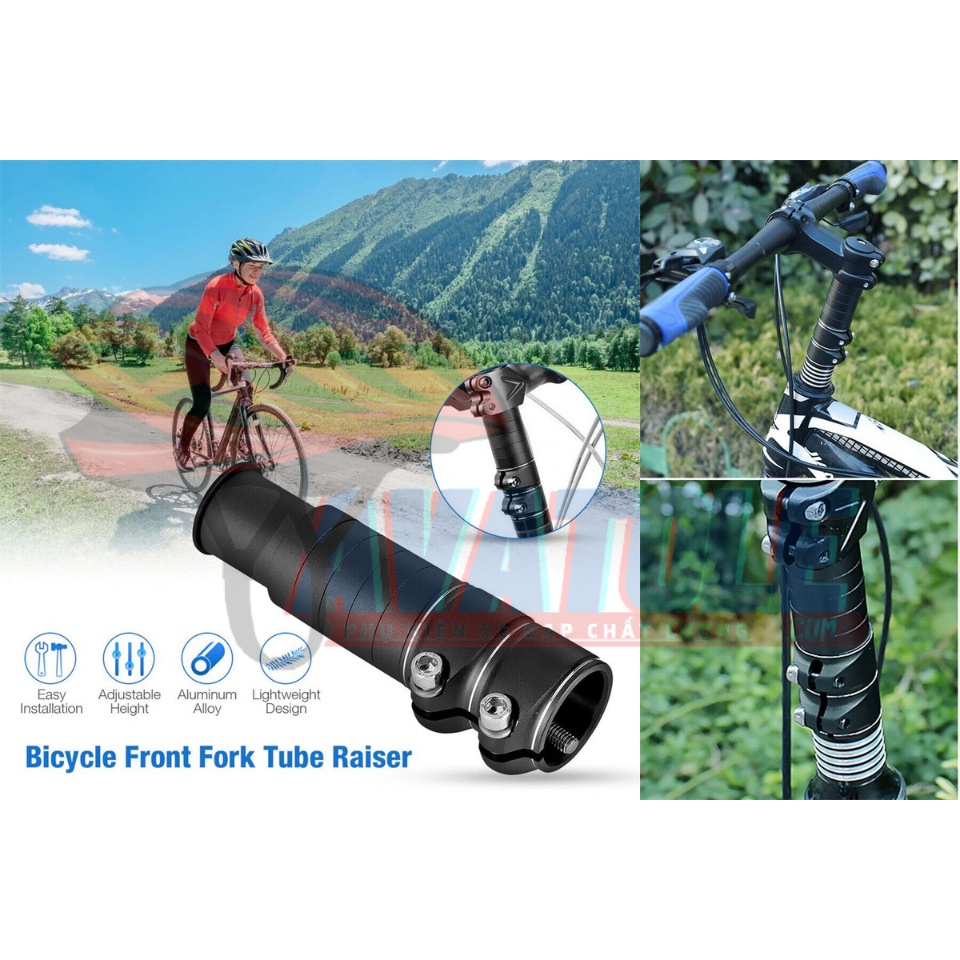 Ống nối Pô Tăng xe đạp thể thao, Giúp nâng Ghi Đông lên 12.4cm, Chất liệu hợp kim nhôm cao cấp