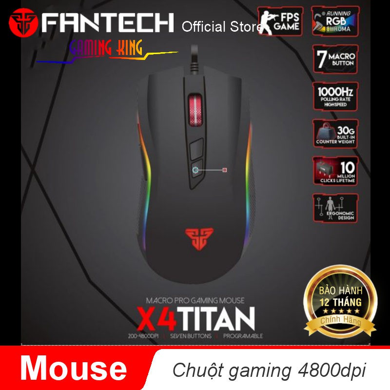 Chuột Gaming Fantech TITAN X4S ( LED Chroma + phần mềm riêng )