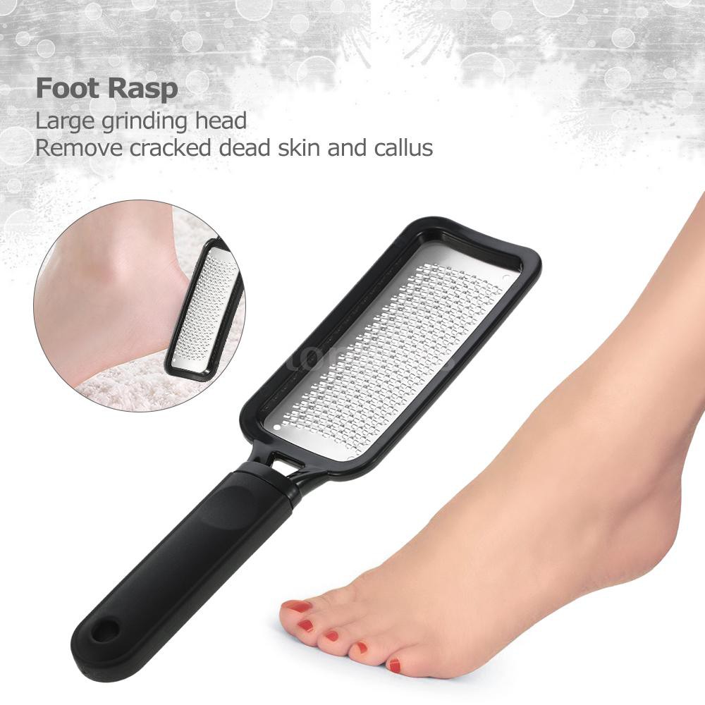 Dụng cụ chà gót chân tẩy tế bào chết giàm nứt gót và làn da chai sạn bằng thép không gỉ màu đen