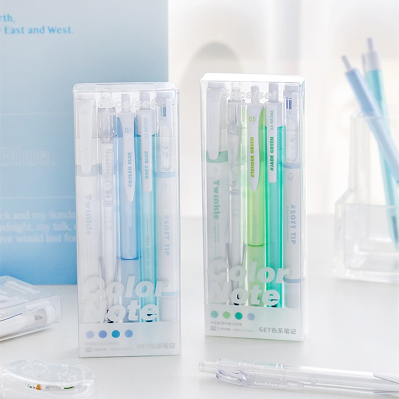 Bộ 5 Bút Mực Gel Nhiều Màu Sắc Bắt Sáng Phong Cách Retro Dành Cho Học Sinh C7128