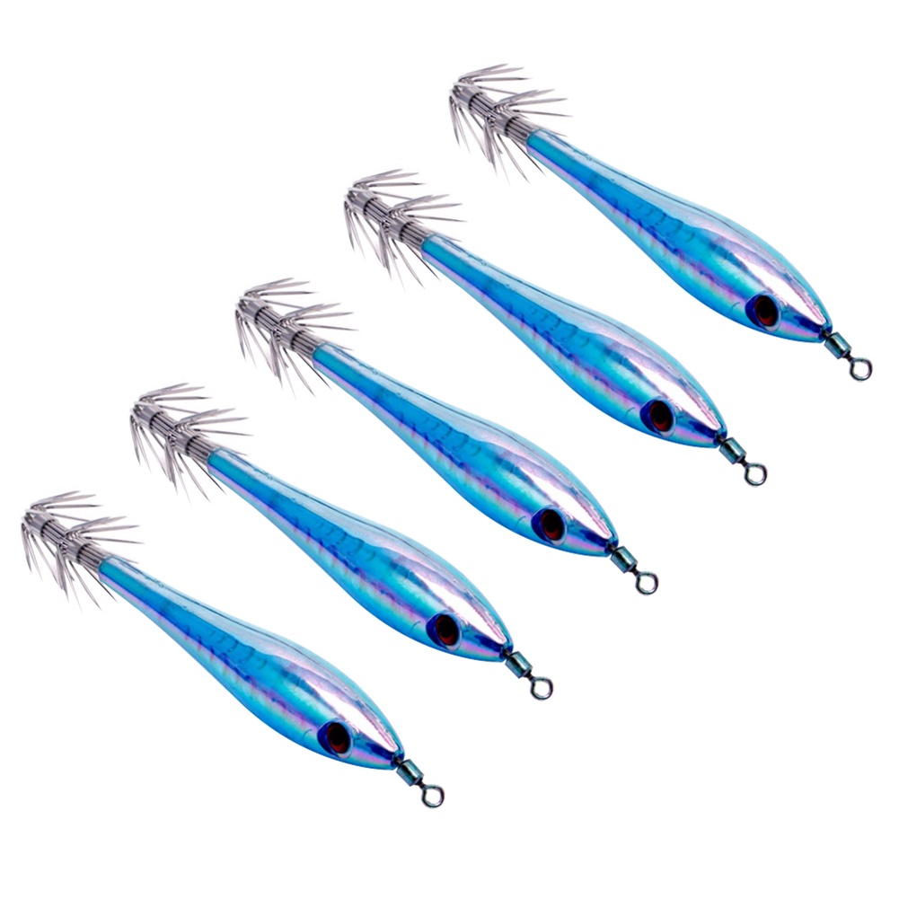 Set 5 Mồi Câu Cá Giả Dạ Quang Dạng Mực Cứng 10cm