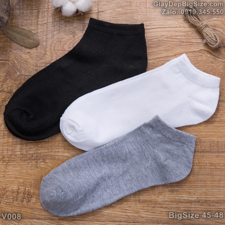 Combo 3 đôi vớ tất nam big size cỡ lớn 45-48 dành cho giày tây và giày thể thao
