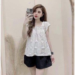 SET Áo bbdoll ren trắng mix Quần short đen⚡️Ảnh thật