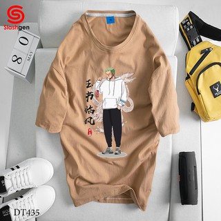 Áo thun nam tay lỡ DT435  Zoro Mặc Áo hoodie Trắng Trược Ngực [40kg-110kg] 100% Cotton