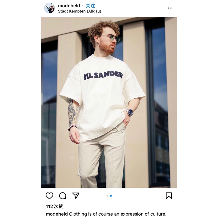 JIL SANDER cotton short-sleeved oversize loose tide brand couple T-shirt round neck