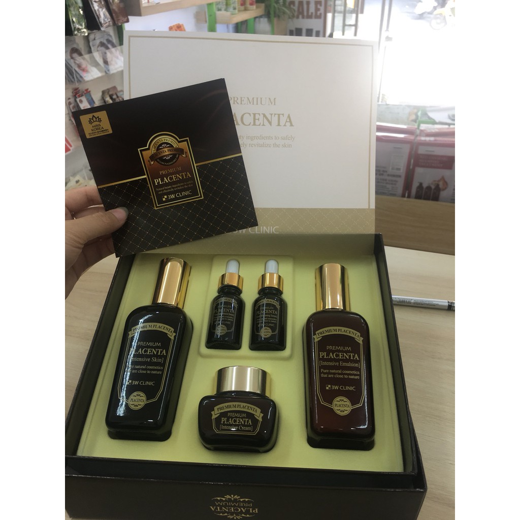BỘ DƯỠNG DA CHỐNG LÃO HÓA TINH CHẤT NHAU THAI CỪU 3W CLINIC - 3W CLINIC PLACENTA PREMIUM