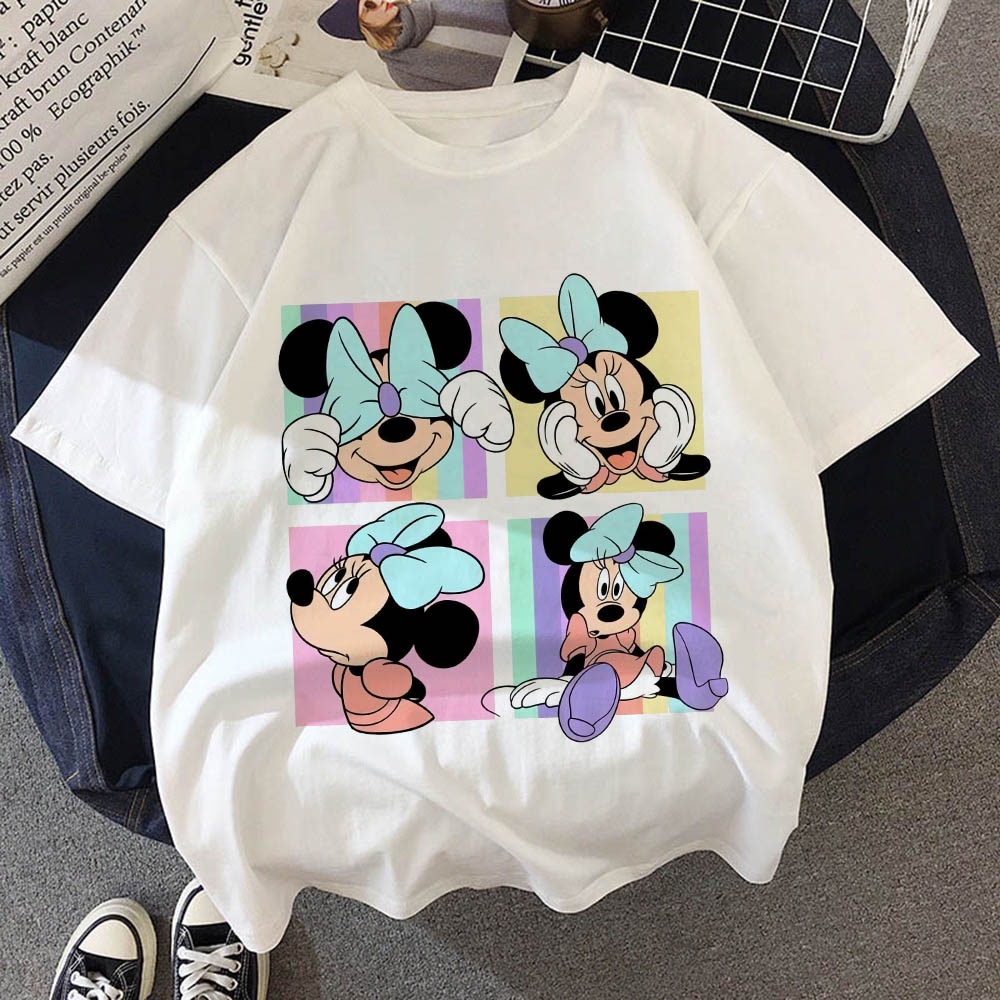 DISNEY Áo Thun Tay Ngắn In Hình Chuột Mickey Và Minnie Đáng Yêu Cho Bé