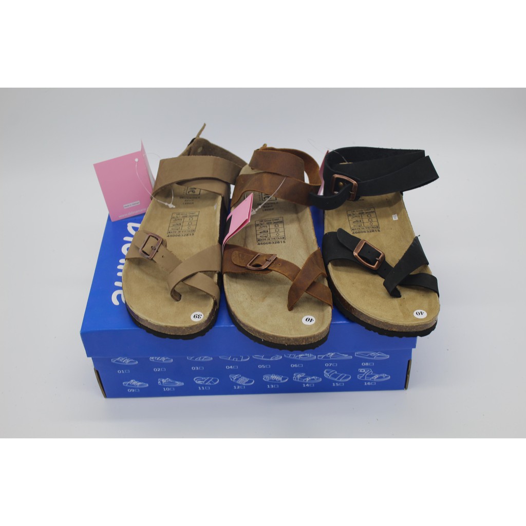 Giày birken vietnam quai hậu sandal da bò unisex xuất khẩu châu âu mã D16
