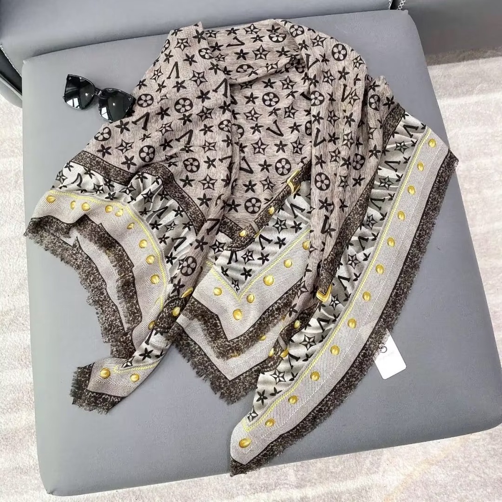 Khăn Choàng Cổ Hình Vuông Cỡ Lớn Bằng Vải Cotton Mềm Thoáng Khí 130CM WJ1134-24 51Inch Cho Nữ