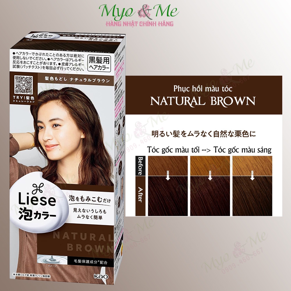 Thuốc nhuộm tóc tạo bọt Kao Liese Prettia màu tự nhiên - Natural Black/Brown