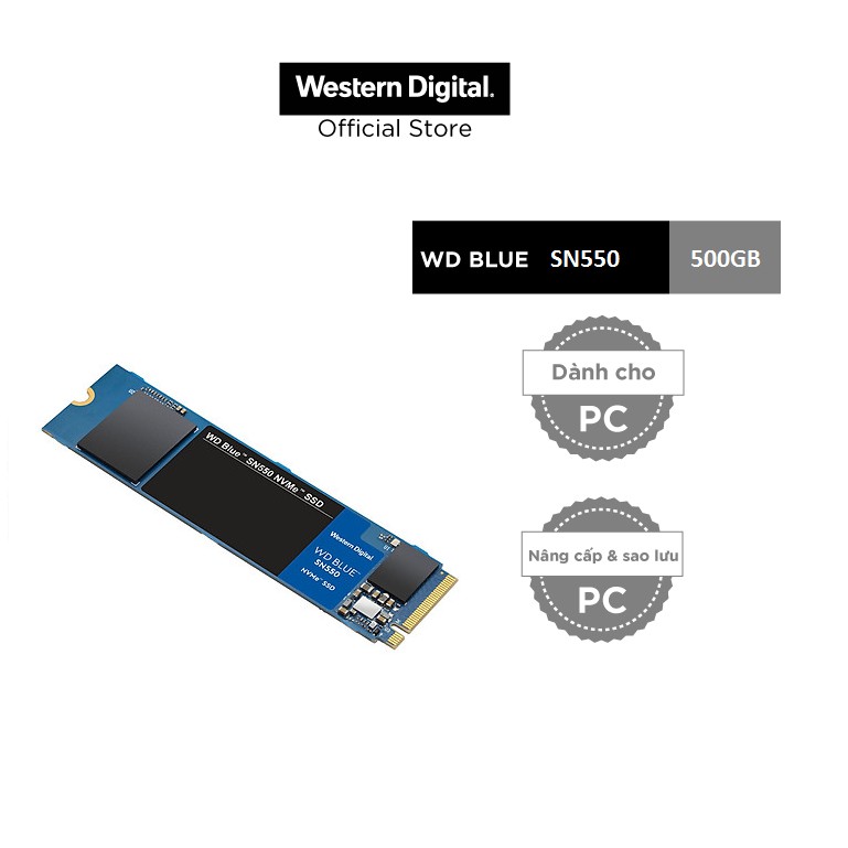 [Mã ELMALL10 giảm 10% đơn 500K] Ổ Cứng SSD WD Blue SN550 NVMe 500GB PCIe Gen 3 M.2 2280 - WDS500G2B0C | WebRaoVat - webraovat.net.vn
