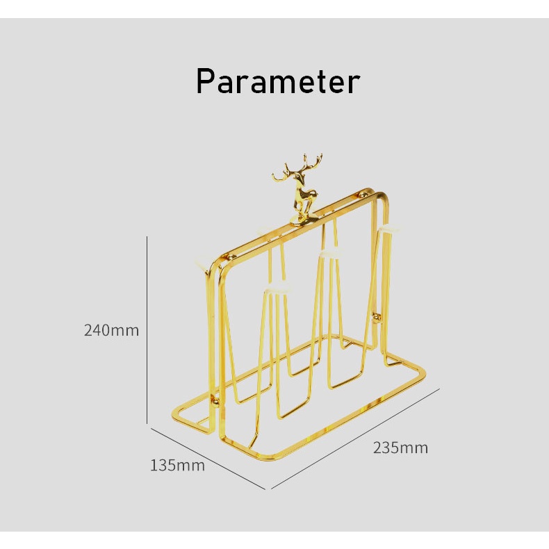 Giá Đỡ Cốc Thủy Tinh / Cốc Nước Hình Đầu Hươu Màu Vàng Dùng Trong Nhà Bếp