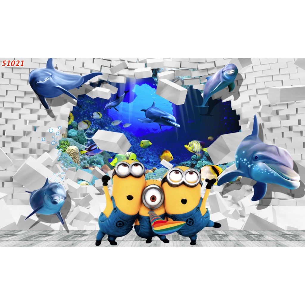 Tranh Dán Tường Phòng Trẻ Em Hoạt Hình Hiện Đại 3D NHỮNG CHÚ MINION ĐÁNG YÊU hàng đẹp giá rẻ, chất lượng ưu tiên