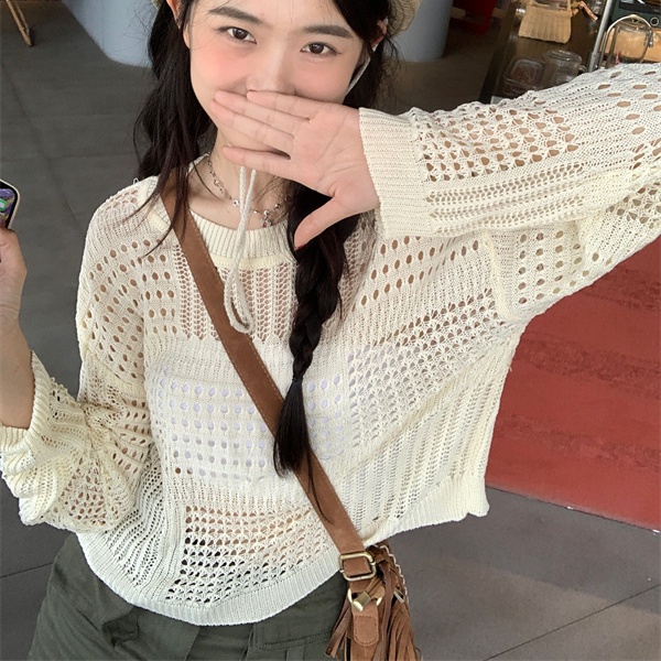Áo sweater PERTY dệt kim mỏng chống nắng thời trang mùa hè Hàn Quốc cho nữ