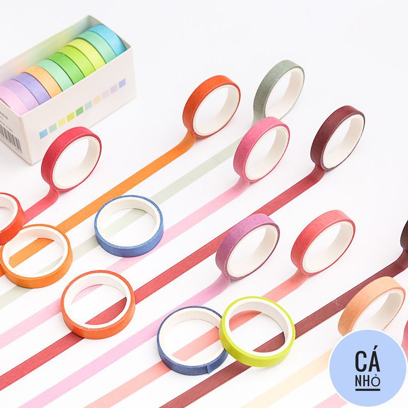 Hộp 10 băng dính basic(washi tape)