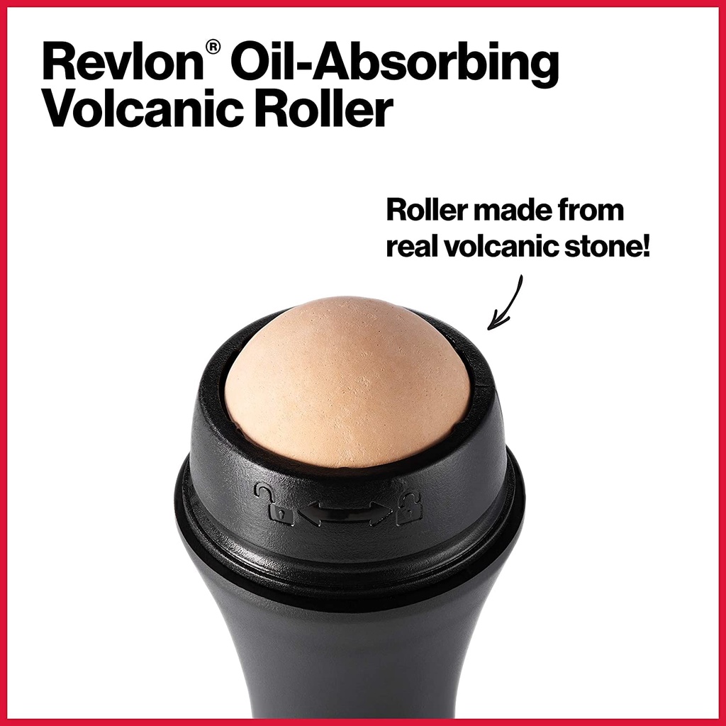 Thanh lăn hút dầu REVLON Oil-Absorbing Volcanic Face Roller, Reusable Facial Skincare Tool for At-Home or On-the-Go Mini