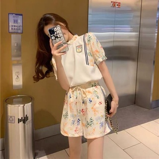 Casual shorts suit Summer Girl 2022 New style Foreign style Fashion short Man Aging temperament two-piece set Street trend