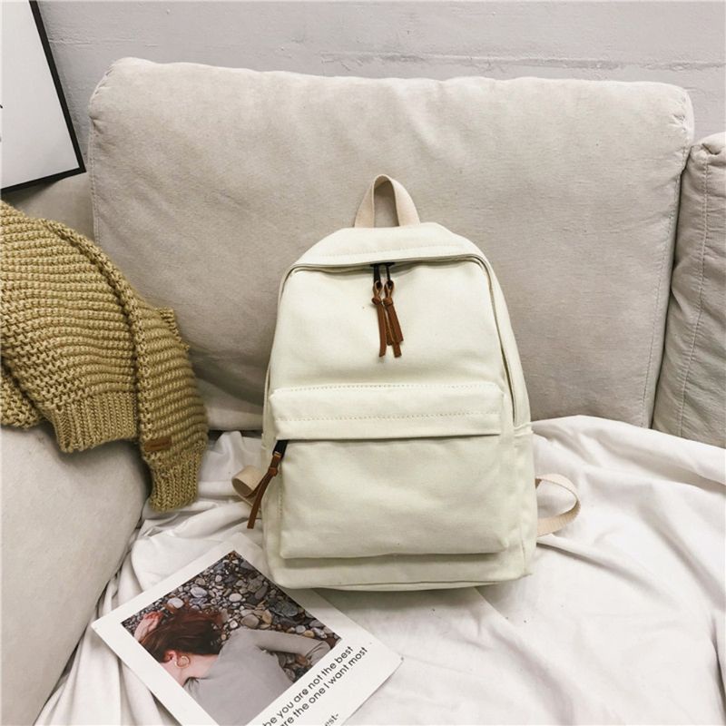 Ba Lô Canvas Màu Trơn Thời Trang Nữ Tính