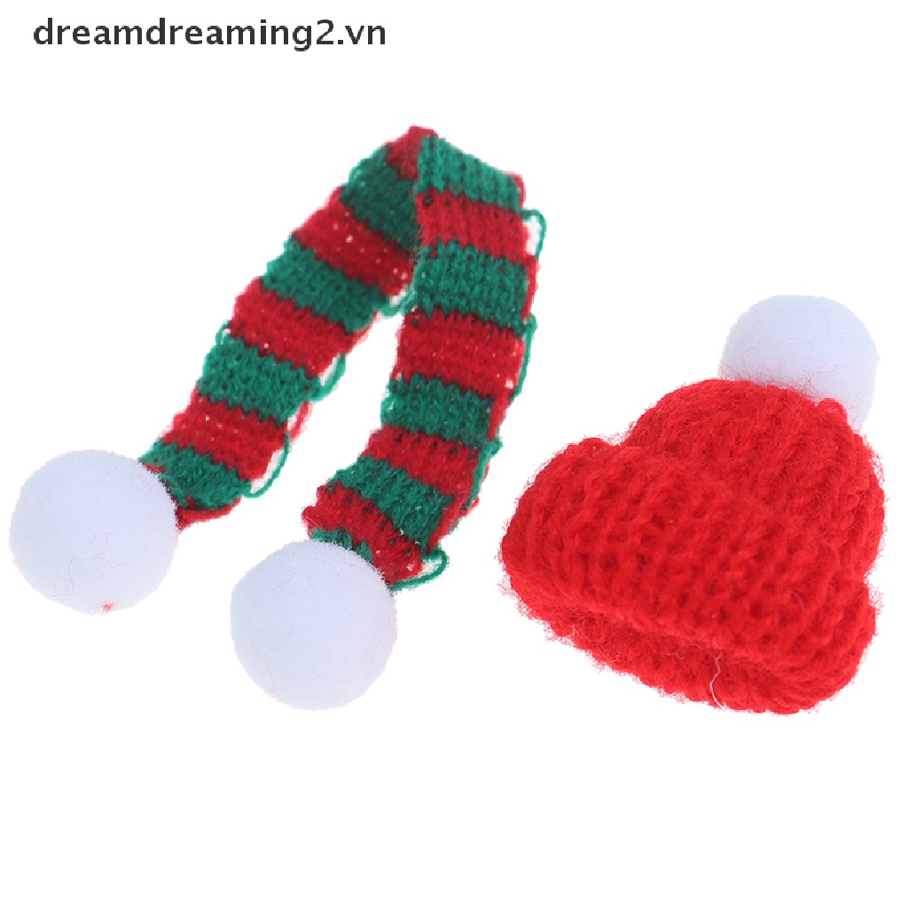 Set Mũ Và Khăn Choàng Cổ mini Dễ Thương Cho Nhà Búp Bê Tỉ Lệ 1 / 6 1 / 12