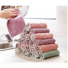 Khăn lau bếp đa năng Khăn Lau 2 mặt siêu thấm (lau bếp, bát đĩa, bàn ghế...) kháng khuẩn (1chiếc)
