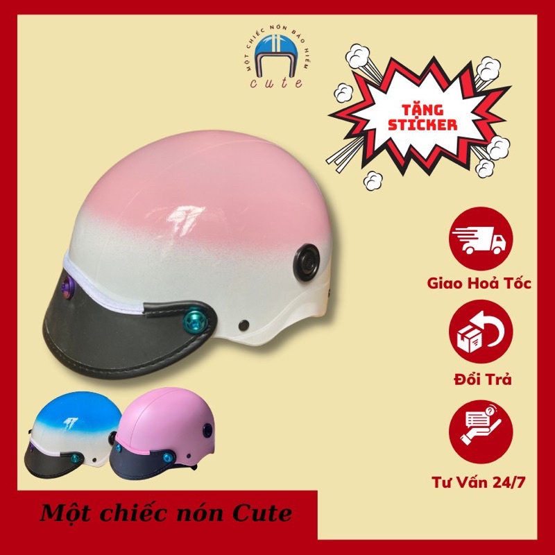 Nón Bảo Hiểm Sơn Gắn Ốc Titan GR5 Dán Kèm Sticker Free Chất Liệu Nhựa ABS Cứng Cáp Sơn 3 Lớp Bền Bỉ Móc Khoá Cute Shop
