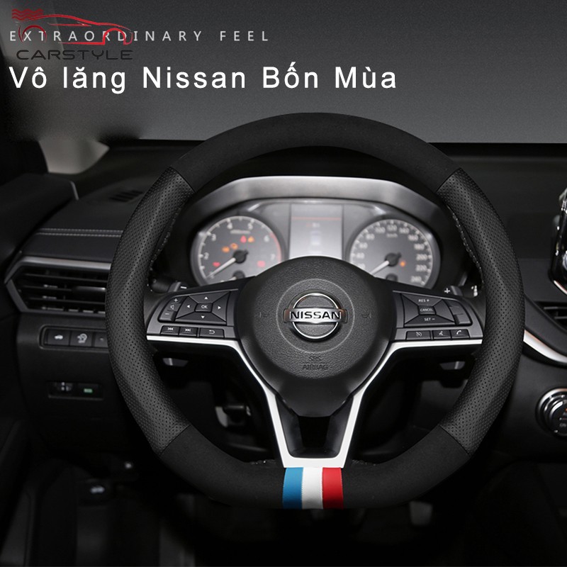 Nissan Bọc vô lăng lông da bò thật ô tô cao cấp đẹp Navara Almera Sylphy GTR Juke Xtrail Terra GT-R Patrol Royale Urvan kicks tidda Vô Lăng Xe Ô