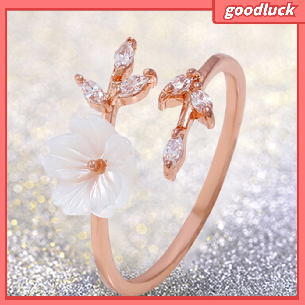 Nhẫn Hở Chất Liệu Hợp Kim Hình Hoa Đính Đá Xinh Xắn