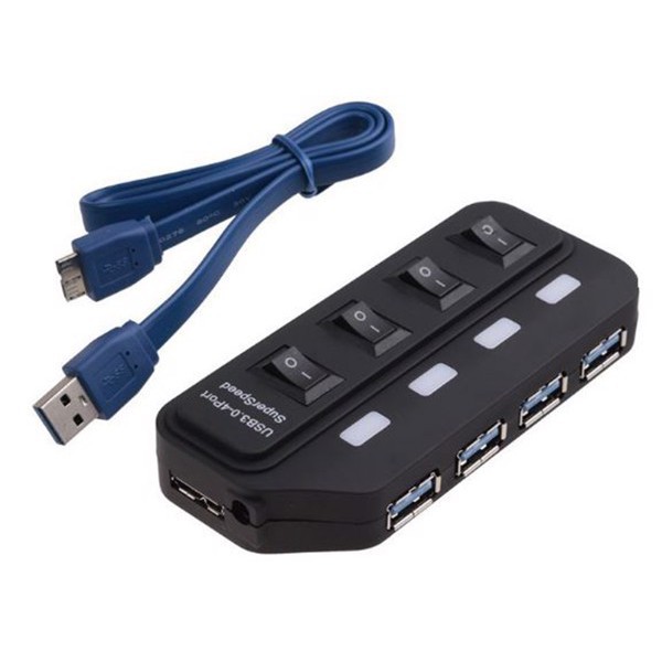 [BigSale] HUB USB 3.0 1 Ra 4 Tốc Độ Gấp 10 Lần USB 2.0 - Cáp 3.0 Đi Kèm giá rẻ