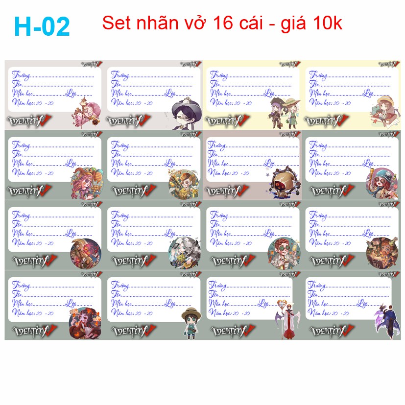 Nhãn vở anime Identity V