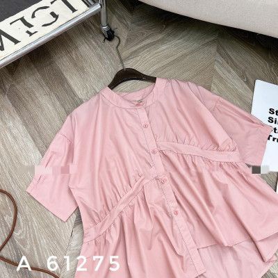 Áo sơ mi nữ bánh bèo cổ tròn lệch