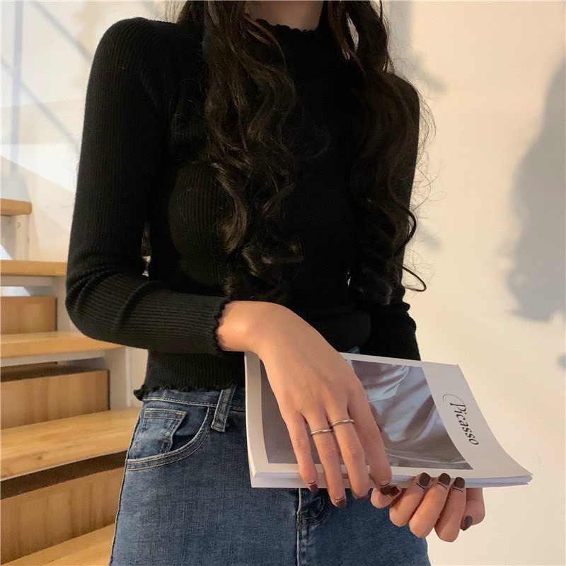 Áo len cổ viền bèo xoắn | BigBuy360 - bigbuy360.vn