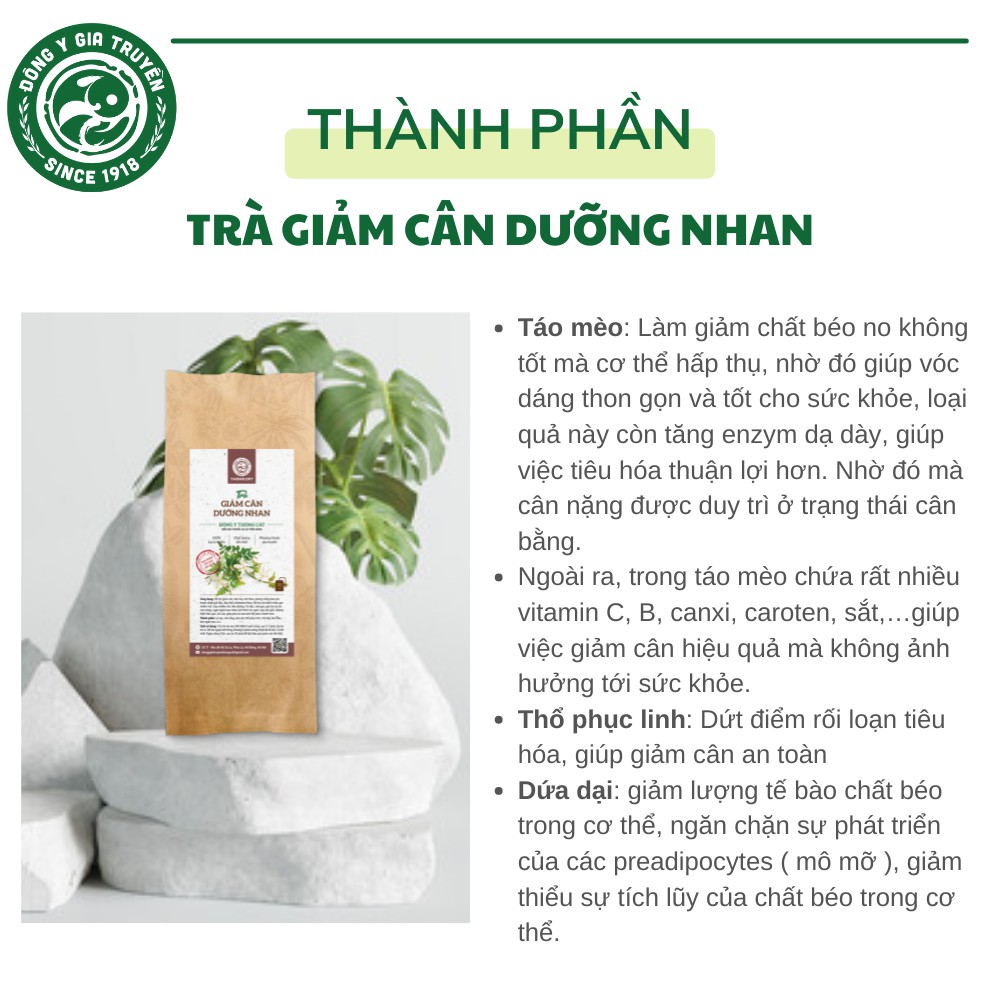 Trà Giảm Cân Dưỡng Nhan Đông Y Gia Truyền Thông Cát_Trà thảo mộc giảm mỡ bụng, mỡ đùi, giảm cân nhanh an toàn hiệu quả