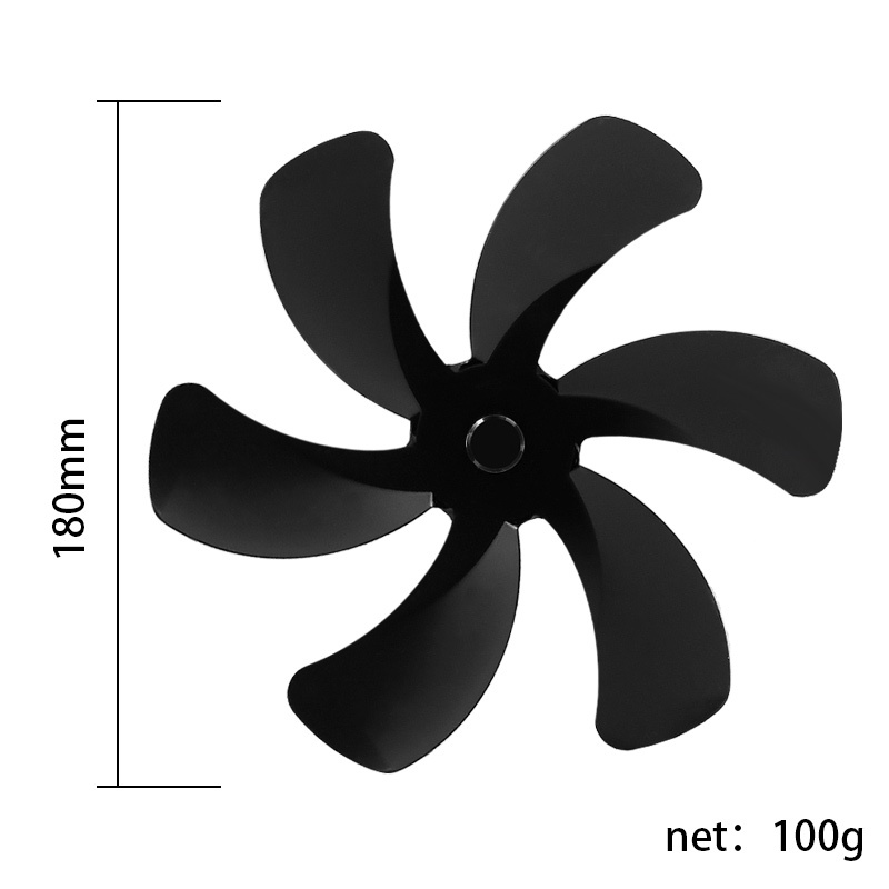 Thay thế quạt lò sưởi 6 cánh Hợp kim nhôm Lưỡi ồn thấp Gỗ mùa đông Đốt gỗ Phân phối nhiệt Cánh quạt bếp