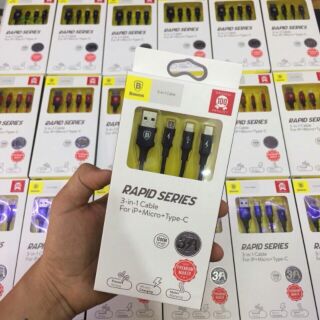 Cáp Baseus 3 đầu Lightning-Micro-TypeC - RAPID SERIES chính hãng