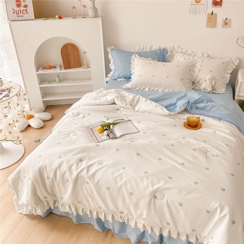 Bộ chăn ga gối Cotton Lụa chăn chần bông mùa hè MÂY BEDDING