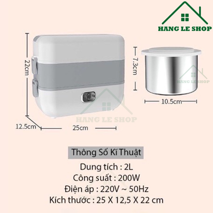 Hộp cơm cắm điện cho dân văn phòng 2 tầng 4 bát inox 304 - Có chức năng giữ nhiệt, hâm nóng và tự nấu chín dễ mang theo