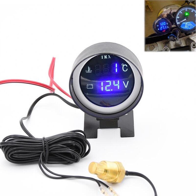 Đồng Hồ Đo Nhiệt Độ Nước / Vôn Kế / Vôn Kế 2 Trong 1 12v 24v Hình Tròn Kỹ Thuật Số Cho Xe Hơi / Xe Tải