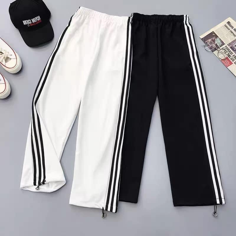 Quần Jogger Thun Unisex 3 SỌC có dây rút màu ĐEN/TRẮNG ❤️/Nam nữ unisex/FREESHIP 🖤 Jaystoree