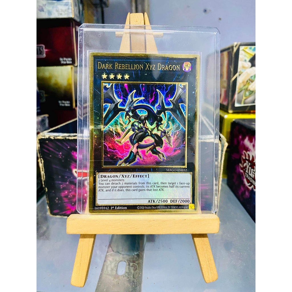 Lá bài thẻ bài Yugioh Combo Dark Requiem Arc Rebellion Xyz Dragon - Premium Gold Rare - Tặng bọc bài nhựa bảo quản