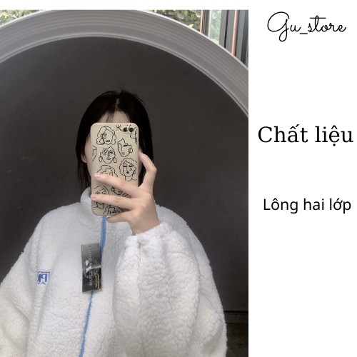 Áo  khoác lông dài tay mềm mịn ấm áp ảnh thật