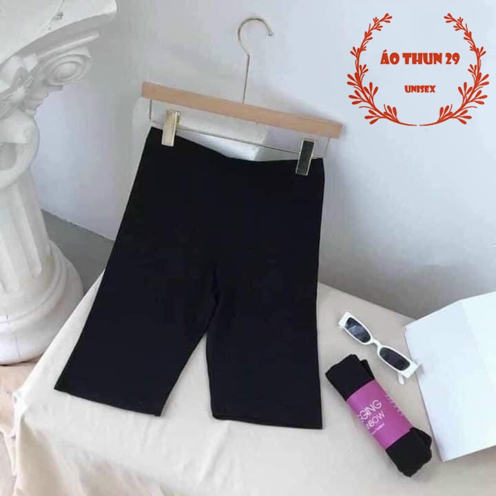 Quần Legging nữ _ lửng Thái màu đen L01 nâng mông đùi cạp cao lưng thun siêu co giãn
