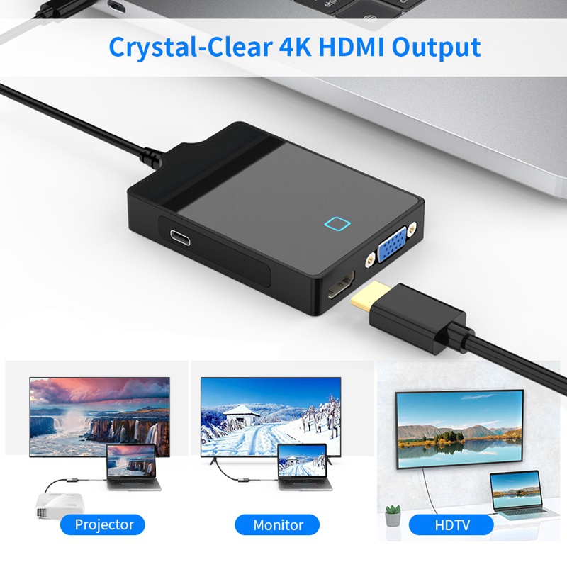 Bộ Chia Cổng Type-C 6 Trong 1 Usb 4k Hdmi Vga Cho Macbook Pro | BigBuy360 - bigbuy360.vn